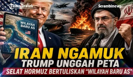 Iran Marah Trump Posting Peta Selat Hormuz Tulisan "Wilayah AS Baru"