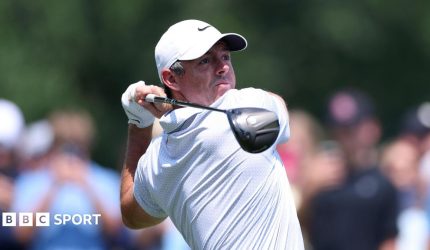 Rory McIlroy tees off
