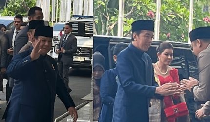 Prabowo dan Jokowi menghadiri pernikahan Kasespri Rizky Irmansyah di JCC