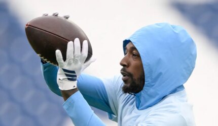 Oct 11, 2026; Nashville, Tennessee, USA;  Tennessee Titans wide receiver Calvin Ridley (0) during pre-game warmups against the Houston Texans at Nissan Stadium. Mandatory Credit: Steve Roberts-Imagn Images